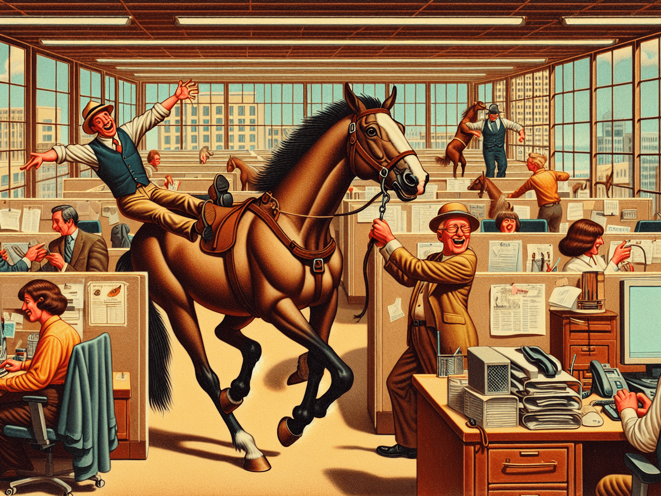 Someone brought a horse to bring-your-pet-to-work day and it won't leave